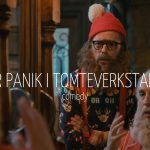 Scandinavian actor Fredrik Wagner as hipster-santa in family comedy TV-series Mer panik I tomteverkstaden